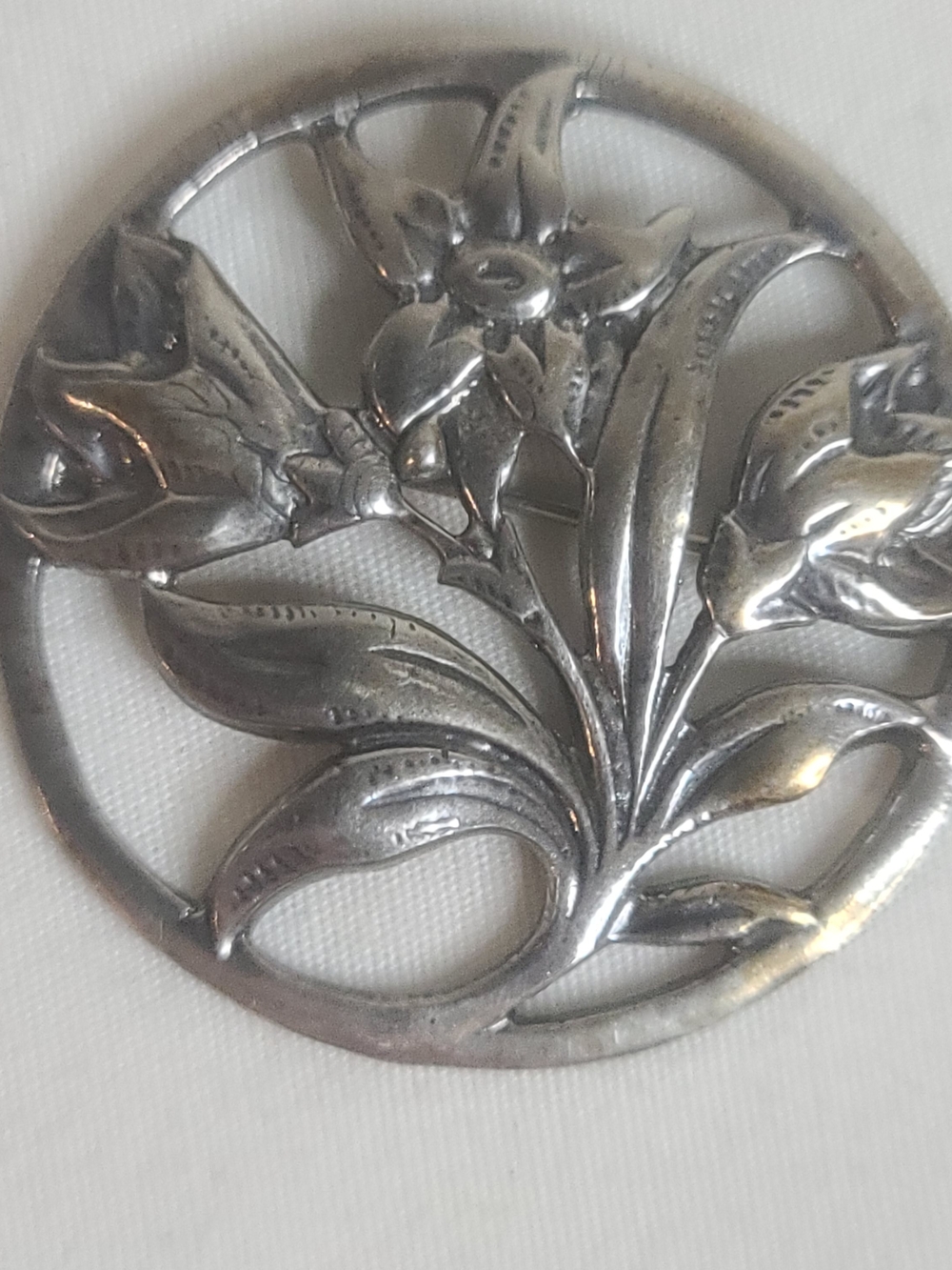 Vintage 925 Sterling Silver Floral Flower Pin Brooch